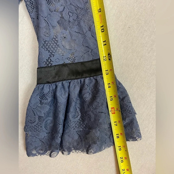 Free People Gilded Blue Lace Dress Ribbon tie  Size S - Picture 16 of 17